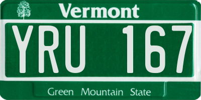 VT license plate YRU167