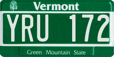 VT license plate YRU172