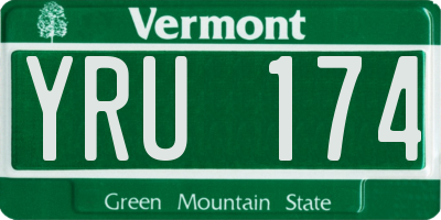 VT license plate YRU174