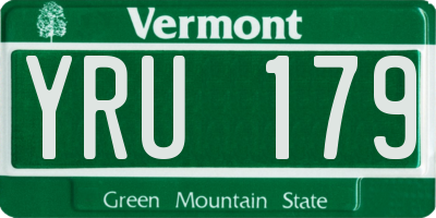VT license plate YRU179