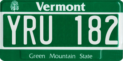 VT license plate YRU182