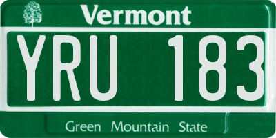 VT license plate YRU183