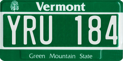 VT license plate YRU184