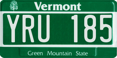 VT license plate YRU185
