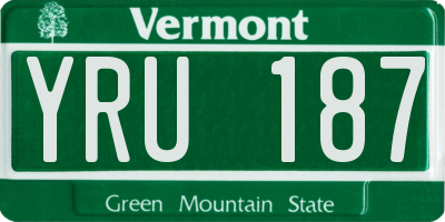 VT license plate YRU187