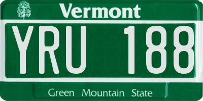 VT license plate YRU188