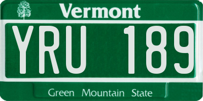 VT license plate YRU189