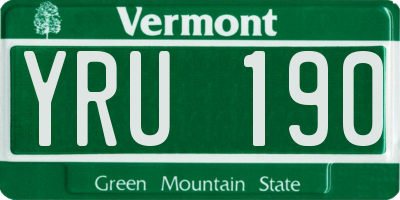 VT license plate YRU190