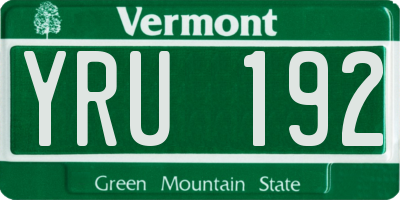 VT license plate YRU192