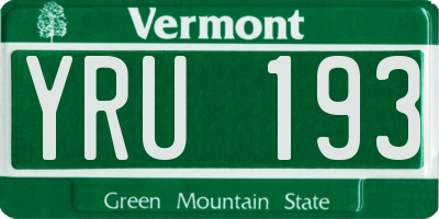 VT license plate YRU193