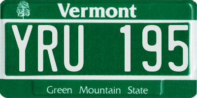 VT license plate YRU195