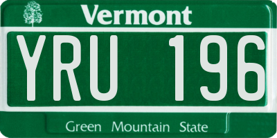 VT license plate YRU196