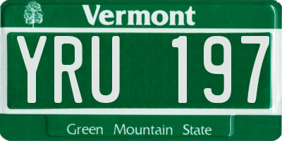 VT license plate YRU197