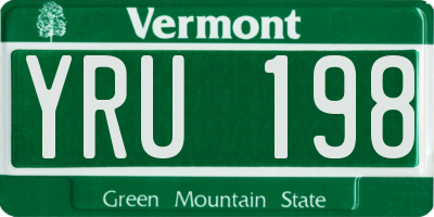 VT license plate YRU198
