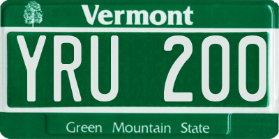 VT license plate YRU200