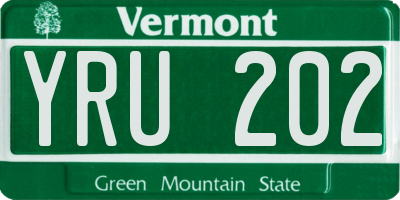 VT license plate YRU202