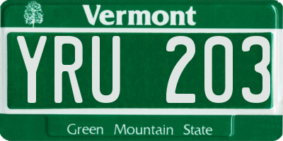 VT license plate YRU203