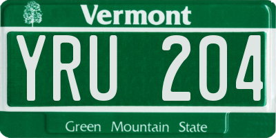 VT license plate YRU204