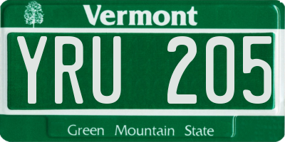 VT license plate YRU205