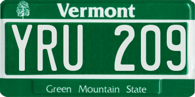 VT license plate YRU209