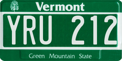 VT license plate YRU212