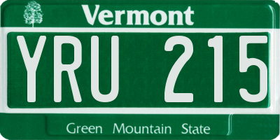 VT license plate YRU215