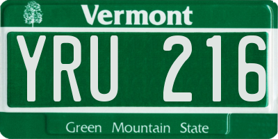 VT license plate YRU216