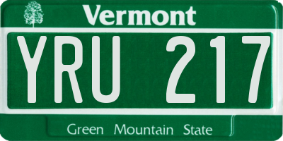VT license plate YRU217