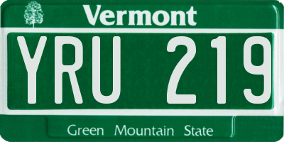 VT license plate YRU219