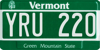 VT license plate YRU220