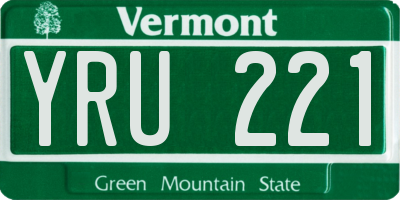 VT license plate YRU221