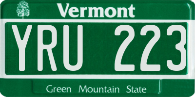 VT license plate YRU223