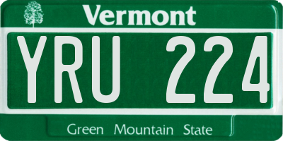 VT license plate YRU224