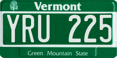 VT license plate YRU225