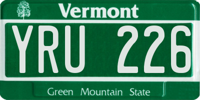 VT license plate YRU226