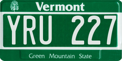 VT license plate YRU227
