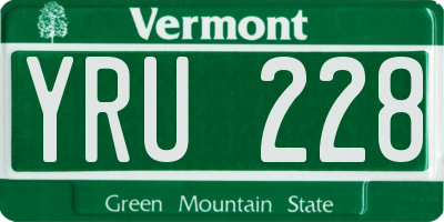 VT license plate YRU228