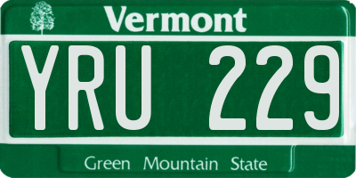 VT license plate YRU229