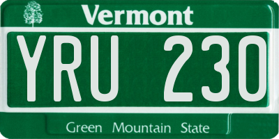 VT license plate YRU230