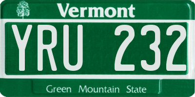 VT license plate YRU232