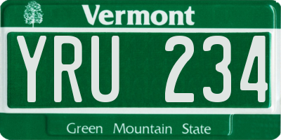 VT license plate YRU234