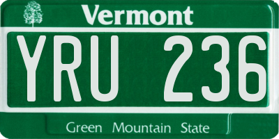 VT license plate YRU236
