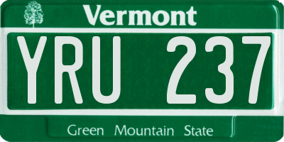 VT license plate YRU237