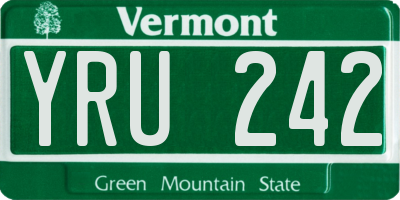 VT license plate YRU242