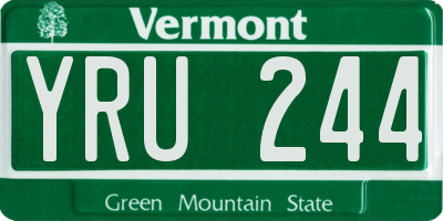 VT license plate YRU244