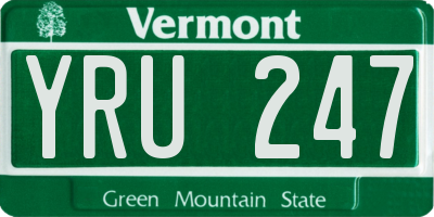 VT license plate YRU247