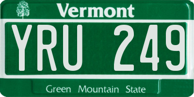 VT license plate YRU249