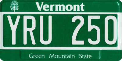 VT license plate YRU250