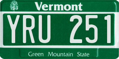 VT license plate YRU251