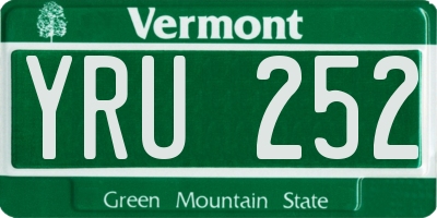 VT license plate YRU252